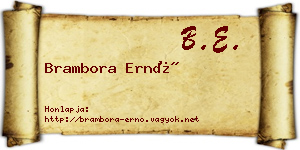 Brambora Ernő névjegykártya